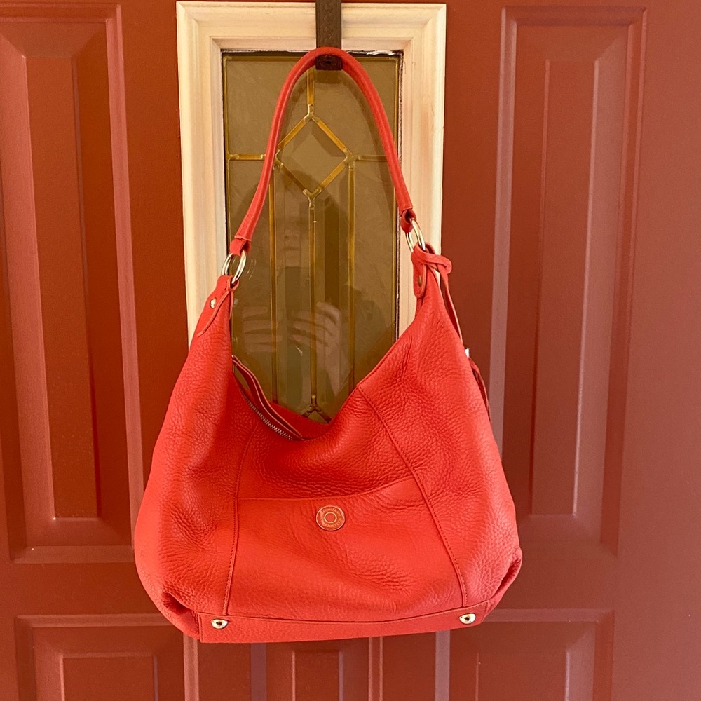 Tangerine Isaac Mizrahi Pebble Leather Hobo Bag